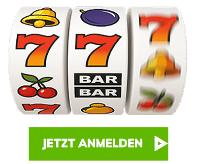 Klassische Slotmaschine mit 777 Symbolen und Anmelden Button