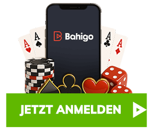 Bahigo App auf Smartphone mit Spielkarten und Würfeln